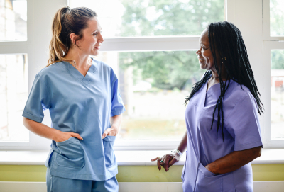 Caregivers having a conversation